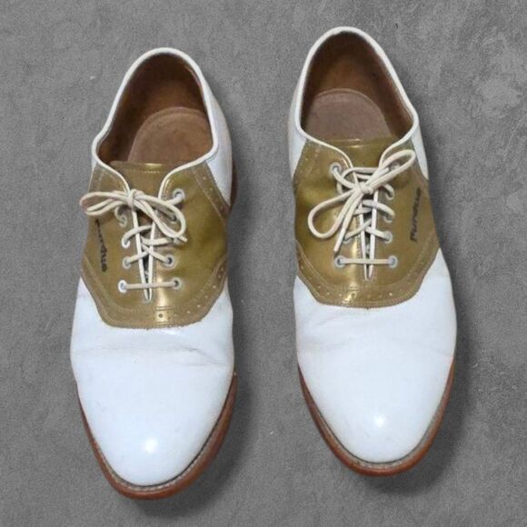 Vintage Purdue Johnston & Murphy Aristocrafts Golf Cleats Saddle Shoe Size 10 - Picture 3 of 7